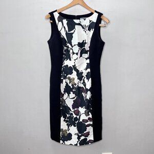 Classiques Entier Women’s Size 0 Black‎ Garden Floral SIlk Sheath Dress